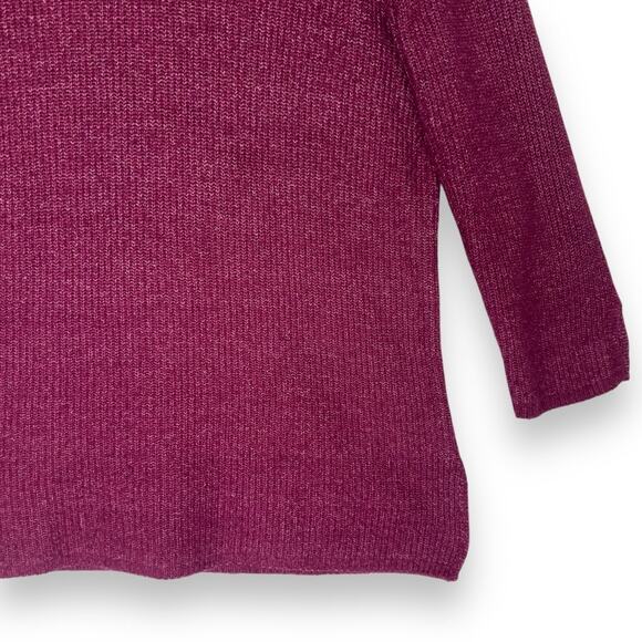 J.Jill Pure Jill Women Ribbed V-Neck Tunic Sweater S Purple Fuchsia Pink Purple - Picture 8 of 9
